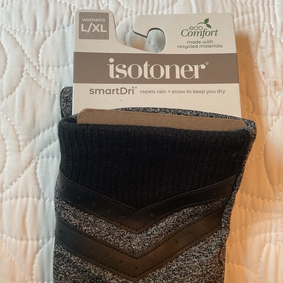 NWT, Isotoner Black Heather SmartDri, Smartouch Gloves, L/XL - Picture 3 of 4